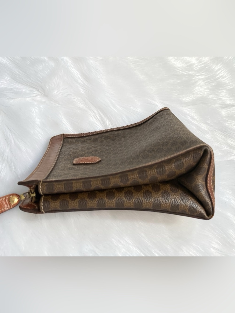 Celine Macadam Clutch Bag Vintage Brown PVC Leather Large Pouch - Picture 5 of 15